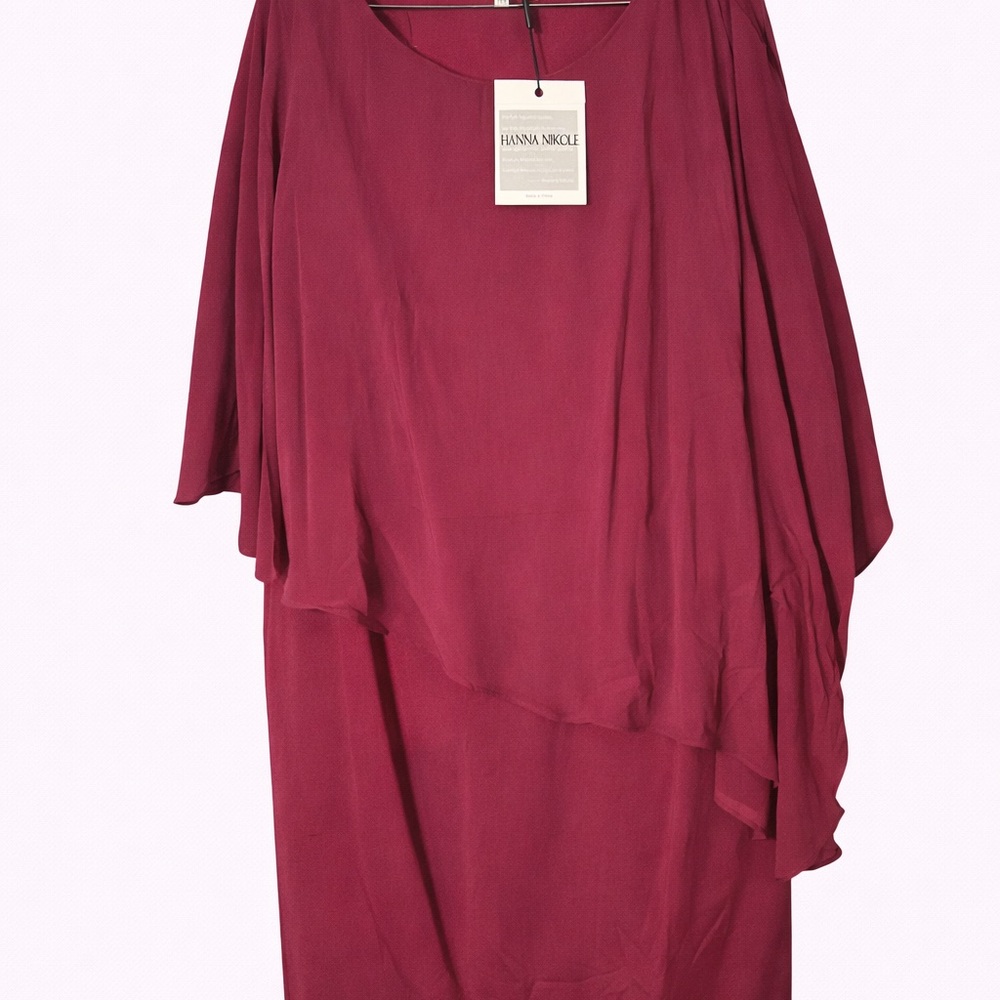 Hanna Nicole Women's Asymmetrical Dress in Rich Burgundy